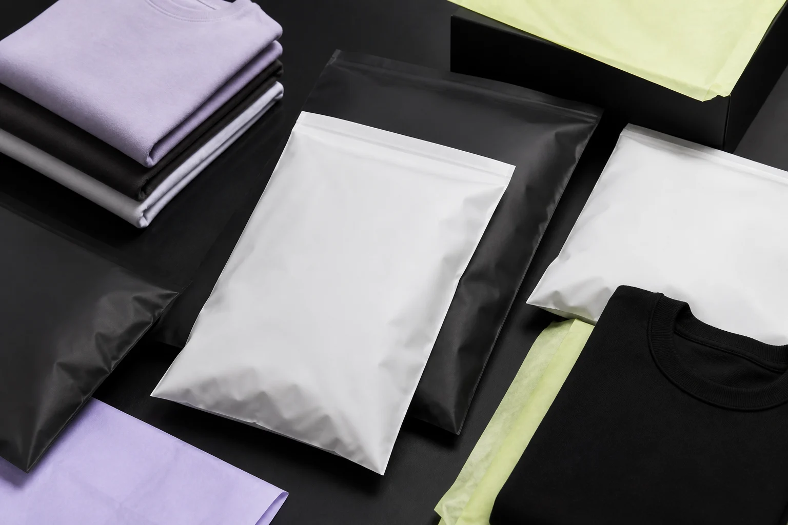 Soft-touch poly mailer configuration