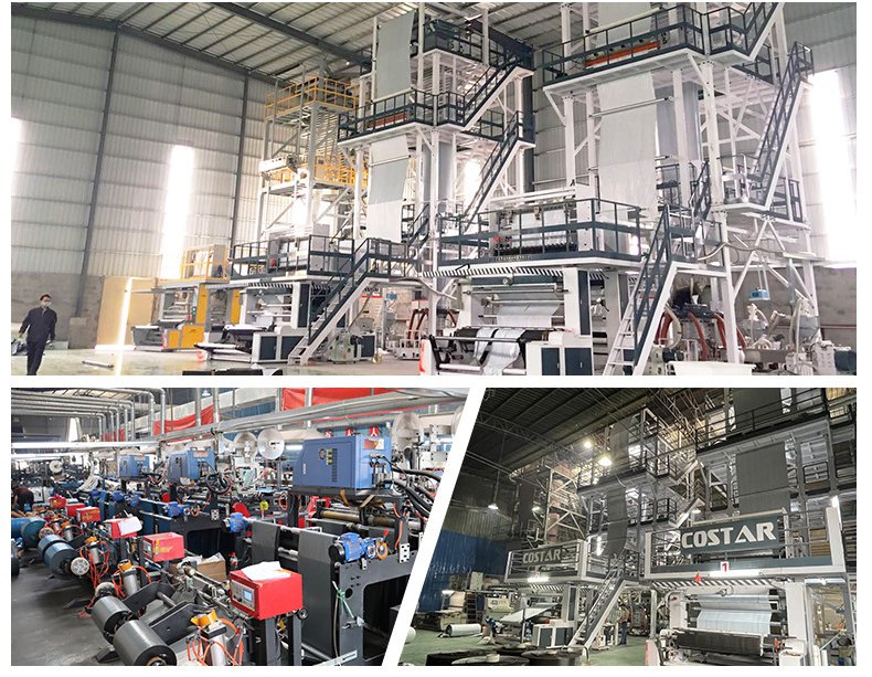 Blown film extrusion lines producing LDPE film for poly mailers at the VARELTON factory in Dongguan